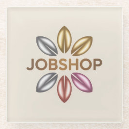 JobShop Gold Flower Logo Glass Coaster Glasuntersetzer