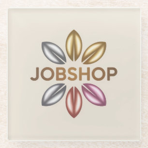 JobShop Gold Flower Logo Glasuntersetzer