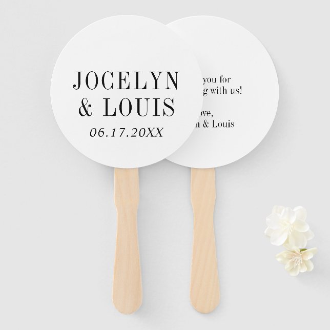 Jocelyn Black and White Modern Wedding Fächer (Vorne und Hinten)