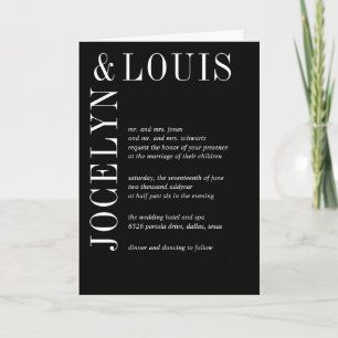 Jocelyn Black Modern Wedding Einladung
