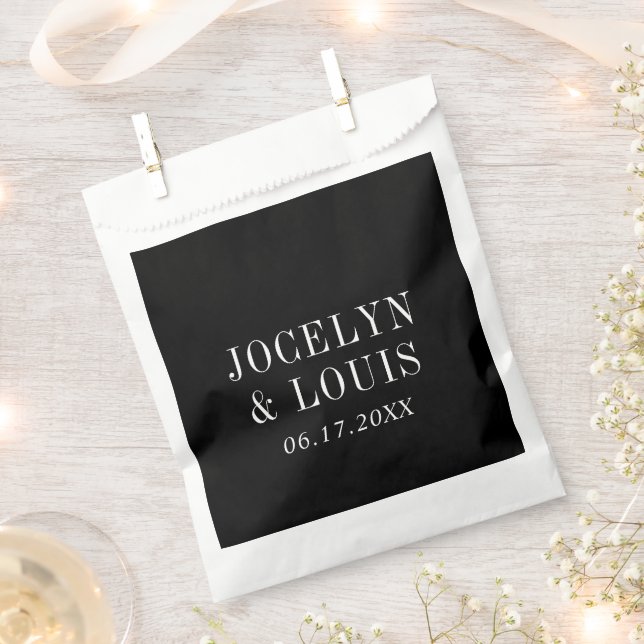 Jocelyn Black Modern Wedding Geschenktütchen (Ausgeschnitten)