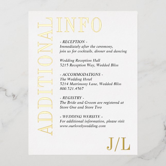 Jocelyn Modern Wedding Enclosure Card Folie Einladungspostkarte (Vorderseite)