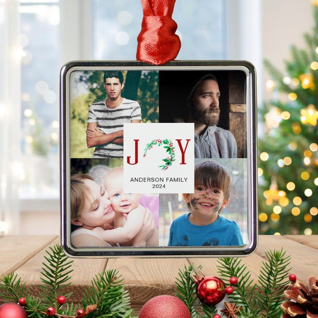 JoChristmas 4 Foto Collage Familienfotos Ornament Aus Metall (Von Creator hochgeladen)