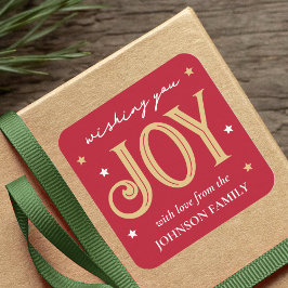JoChristmas Festive Typografie Individuelle Name R Quadratischer Aufkleber