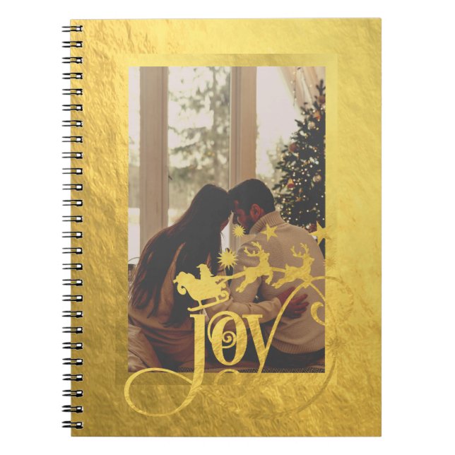 JoChristmas Foto Gold Spiral Notebook Notizblock (Vorderseite)