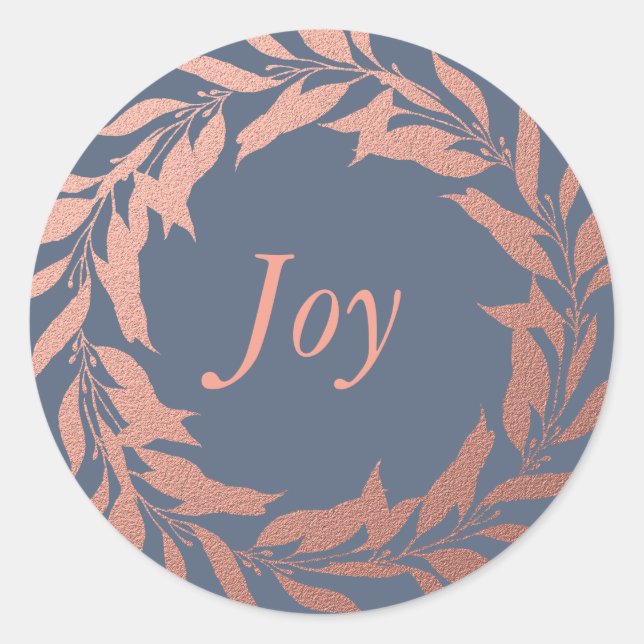 JoChristmas Rose Gold Wreath Dark Blue Runder Aufkleber (Vorderseite)