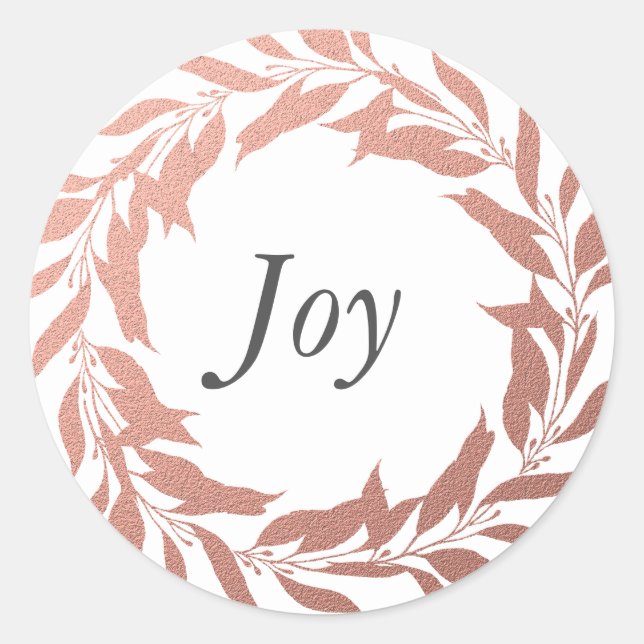 JoChristmas Rose Gold Wreath Runder Aufkleber (Vorderseite)