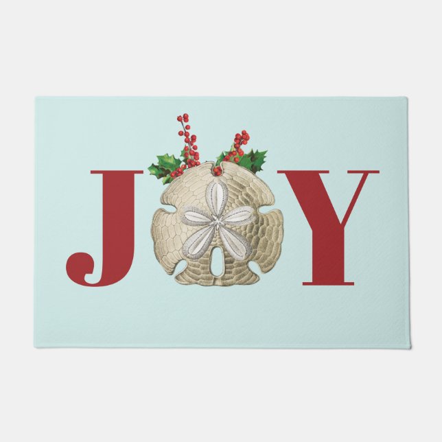 JoChristmas Sand Dollar Holly Berries Küste Fußmatte (Vorderseite)