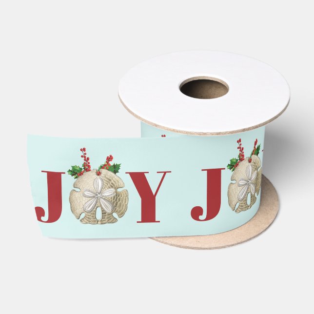JoChristmas Sand Dollar Holly Berries Küste Satinband (Spule)
