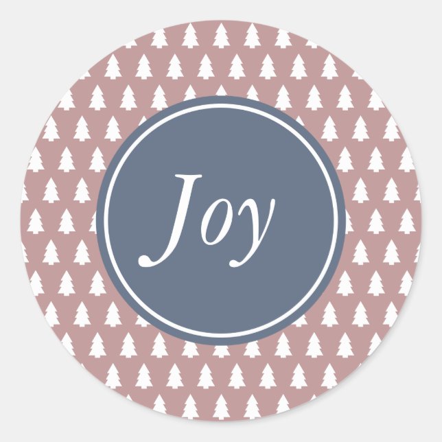 JoChristmas Tree Pattern Blue White Lila Rose Runder Aufkleber (Vorderseite)