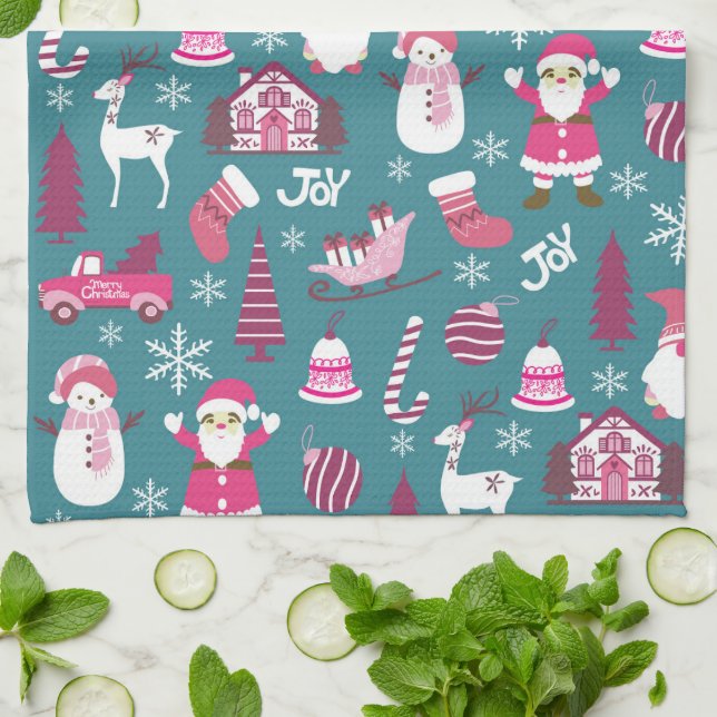 JoChristmas Turquoise Geschirrtuch (Gefaltet)