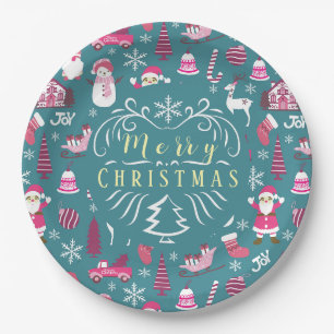JoChristmas Turquoise Pappteller