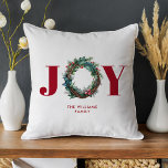 JoChristmas Wreath Floral Kissen<br><div class="desc">JoChristmas Wreath Floral Holiday Throw Kissen</div>