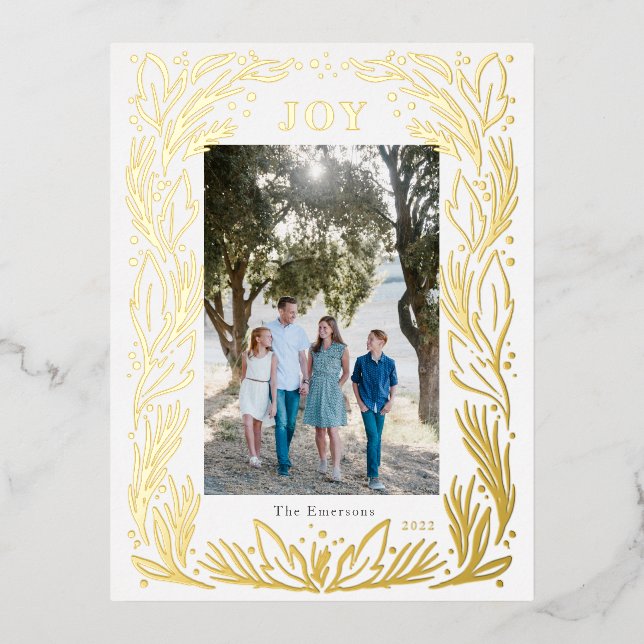 JoChristmas Wreath Foto Foil Gold Postkarte (Vorderseite)