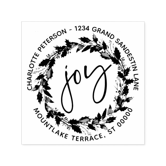 JoChristmas Wreath Round Rücksendeadresse Permastempel (Design)