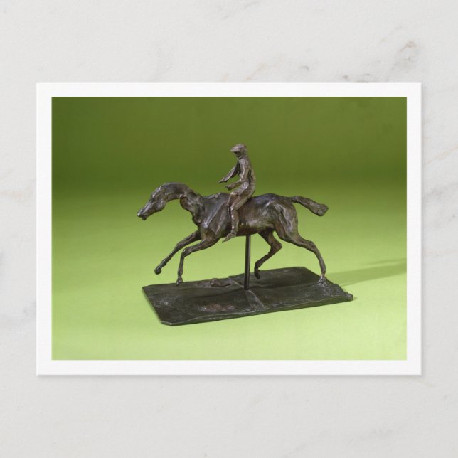 Jockey auf dem Pferd (Bronze) Postkarte (Vorderseite)