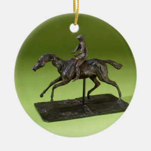 Jockey auf einem Pferd (Bronze) Keramikornament