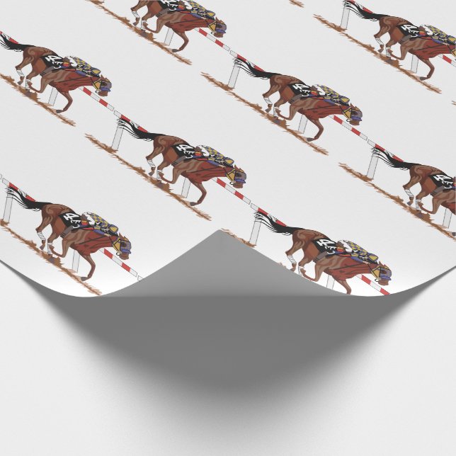Jockey auf Racehorse Geschenkpapier (Ecke)