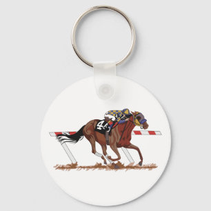 Jockey auf Rennpferd Schlüsselanhänger