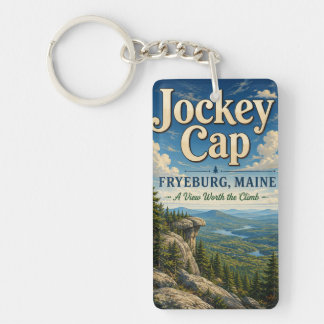Jockey Cap Fryeburg Maine Rechteck Acryl Schlüssel Schlüsselanhänger