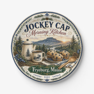 Jockey Cap Morning Kitchen Fryeburg Maine Melamin Pappteller