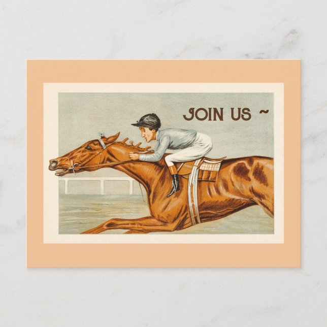 JOCKEY n PORSE RACE POSTCARD INVITATION Ankündigungspostkarte (Vorderseite)