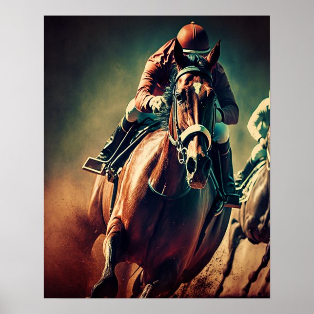 Jockey Retro Style Racing Art Poster (Vorne)