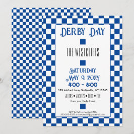 Jockey Silk Blocks Blue und White Derby Einladung