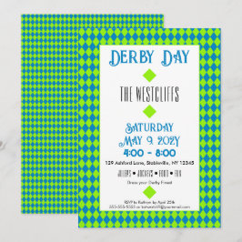 Jockey Silk Diamonds Green und Blue Derby Einladung