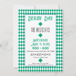 Jockey Silk Diamonds Green und White Derby Einladung
