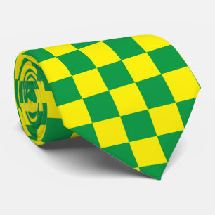 Jockey Silks Checkerboard Green and Yellow Derby Krawatte