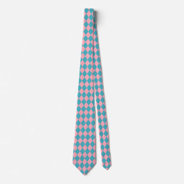 Jockey Silks Diamond Pink und Blue Green Neck Tie Krawatte