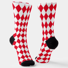 Jockey Silks Diamond Red und White Socken