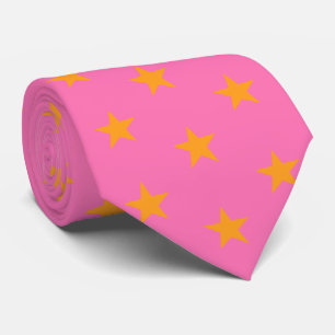 Jockey Silks Pink mit Orange Stars Derby Krawatte
