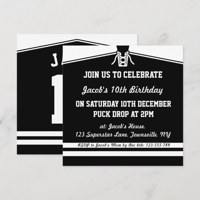 Jockey sur glace Jersey Invitations du parti à thè (Devant / Derrière)