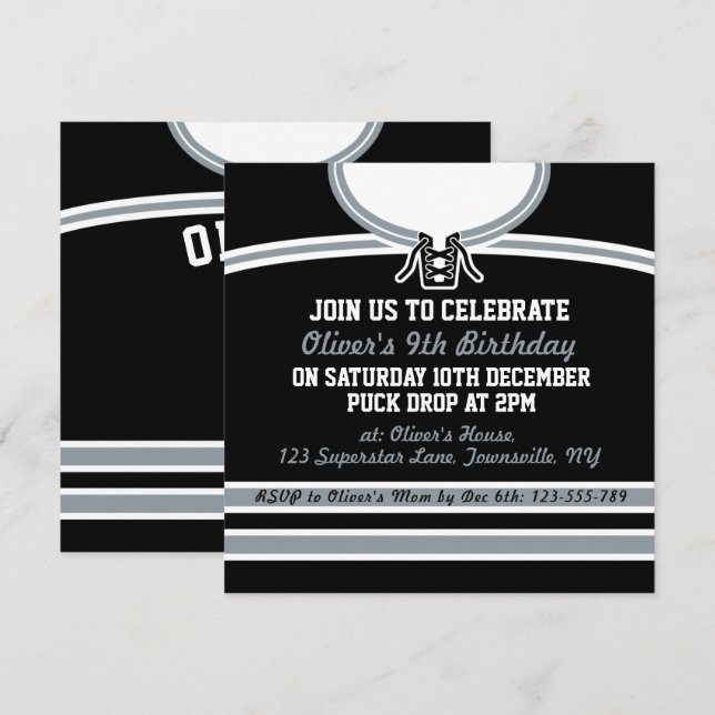 Jockey sur glace Jersey Invitations du parti à thè (Devant / Derrière)