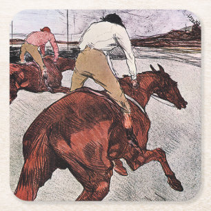 Jockey und Race Horse, Lautrec Rechteckiger Pappuntersetzer