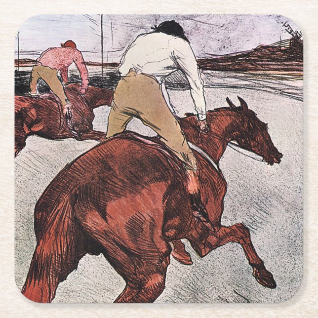 Jockey und Race Horse, Lautrec Rechteckiger Pappuntersetzer (Vorderseite)