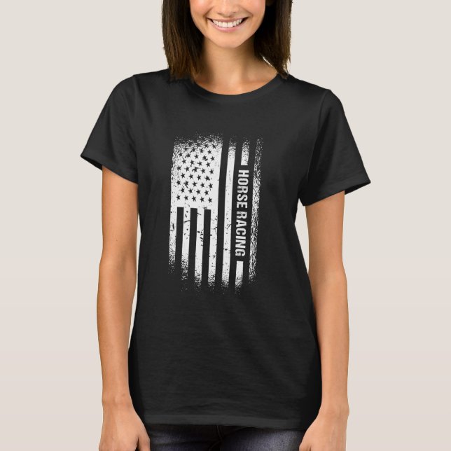 Jockey Us Flag Horse Racing T-Shirt (Vorderseite)
