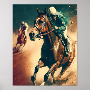 Jockey Vintage-Pferderennen-Kunstposter Poster