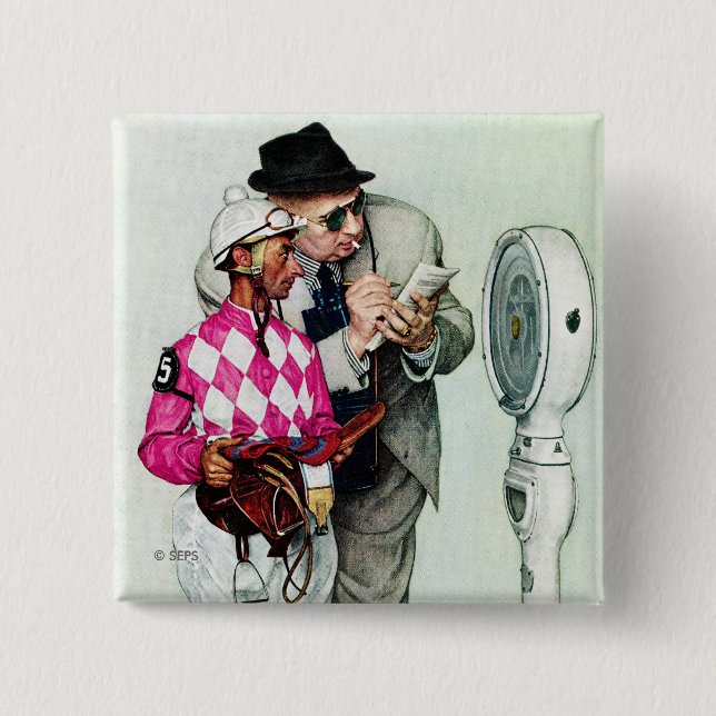 Jockey Weighin von Norman Rockwell Button (Vorderseite)