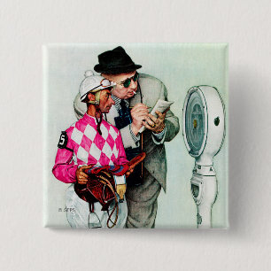 Jockey Weighin von Norman Rockwell Button