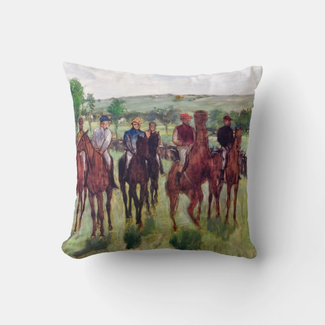 Jockeys and Race Horses, Edgar Degas Kissen (Vorderseite)