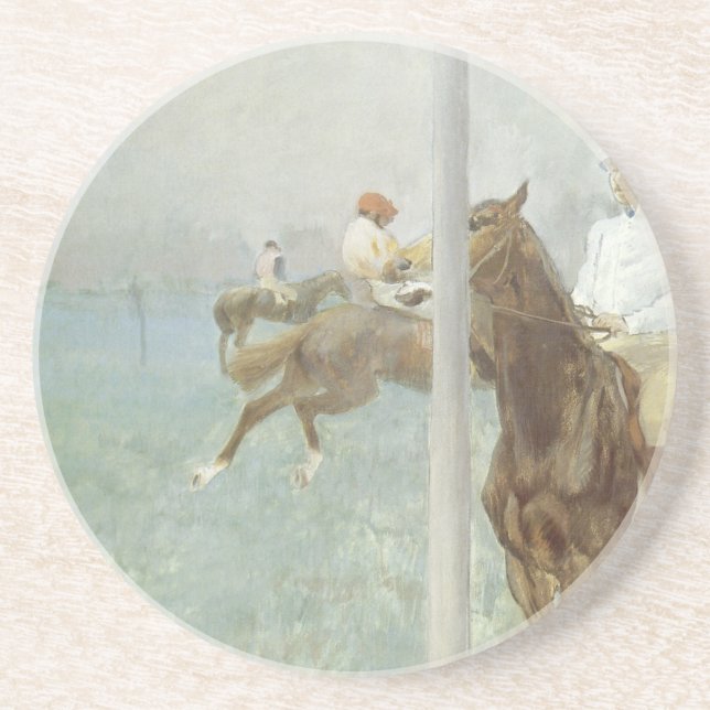 Jockeys Before the Race von Edgar Degas Getränkeuntersetzer (Vorne)