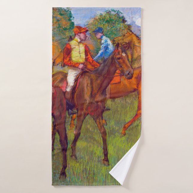 Jockeys und Rennpferde, Edgar Degas Badehandtuch (Badehandtuch)