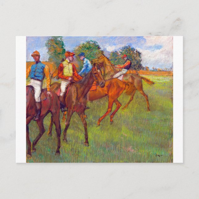 Jockeys und Rennpferde, Edgar Degas Postkarte (Vorderseite)