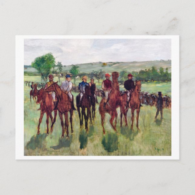 Jockeys und Rennpferde, Edgar Degas Postkarte (Vorderseite)
