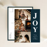 Jodern Modern Blue Christmas 3 Foto Collage Feiertagspostkarte<br><div class="desc">Joy Modern Blue Christmas 3 Foto Collage Modern Holiday Postcard. Mit dieser festlichen und modernen Urlaubskarte senden Sie Ihren Lieben eine Urlaubskarte. Alle Texte sind so vorbereitet,  dass Sie sie einfach und schnell mit Ihren eigenen Details personalisieren können. Gute Ferien!</div>