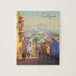 Jodhpur India Blue Houses Watercolor