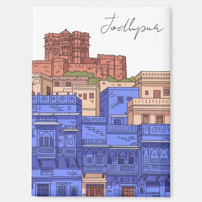 Jodhpur India Illustration Magnet (Vorderseite)